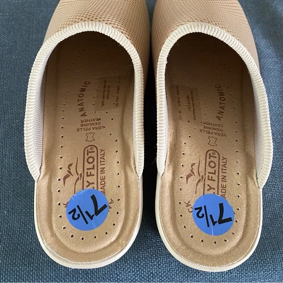 Fly Flot Clog Slip-on Mule Tan Mesh Comfort Anti-shock Anatomic Size US 7.5 - Picture 10 of 11